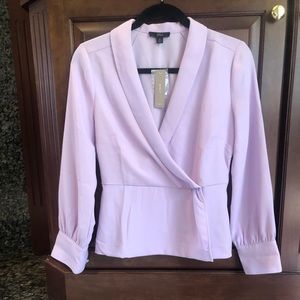 J Crew Purple Drapey Faux-wrap top 365 Crepe